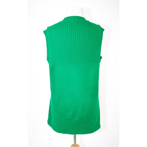 Vintage 70s Green Sweater Vest Button Indie Alternative Groovy Emo Punk Cosplay - Picture 7 of 11